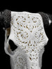 White Carved Buffalo Skull with Leaf Motif — Handcrafted Wall Art - Skull,A/108