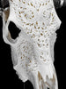 White Carved Buffalo Skull with Leaf Motif — Handcrafted Wall Art - Skull,A/108