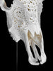 White Carved Buffalo Skull with Leaf Motif — Handcrafted Wall Art - Skull,A/108