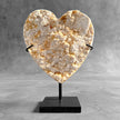 Stunning Heart Shape of Yellow Crystal Rock on a custom stand CH/504