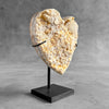 Stunning Heart Shape of Yellow Crystal Rock on a custom stand CH/504