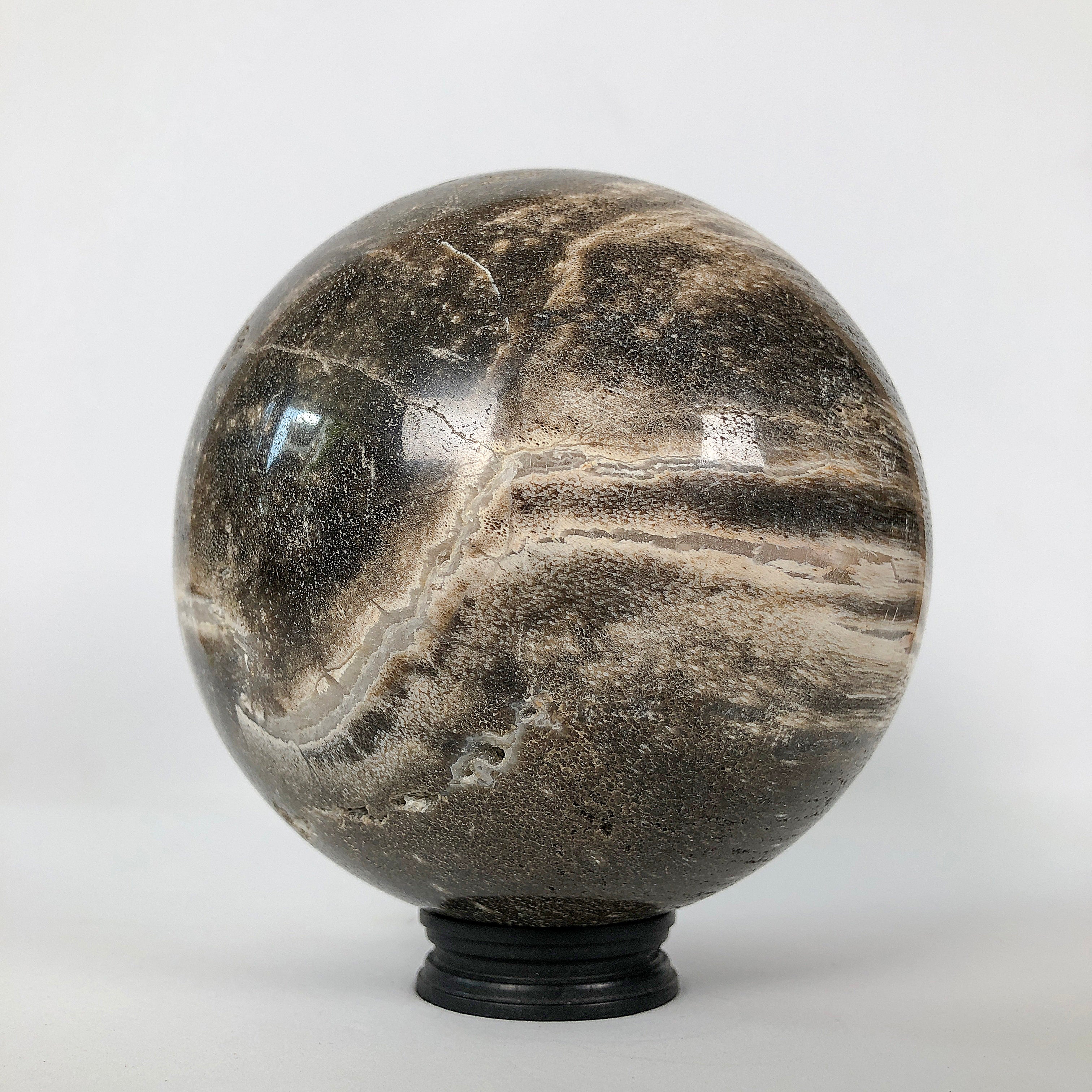 Wonderful Petrified Wood Sphere on a Custom Stand PS 505