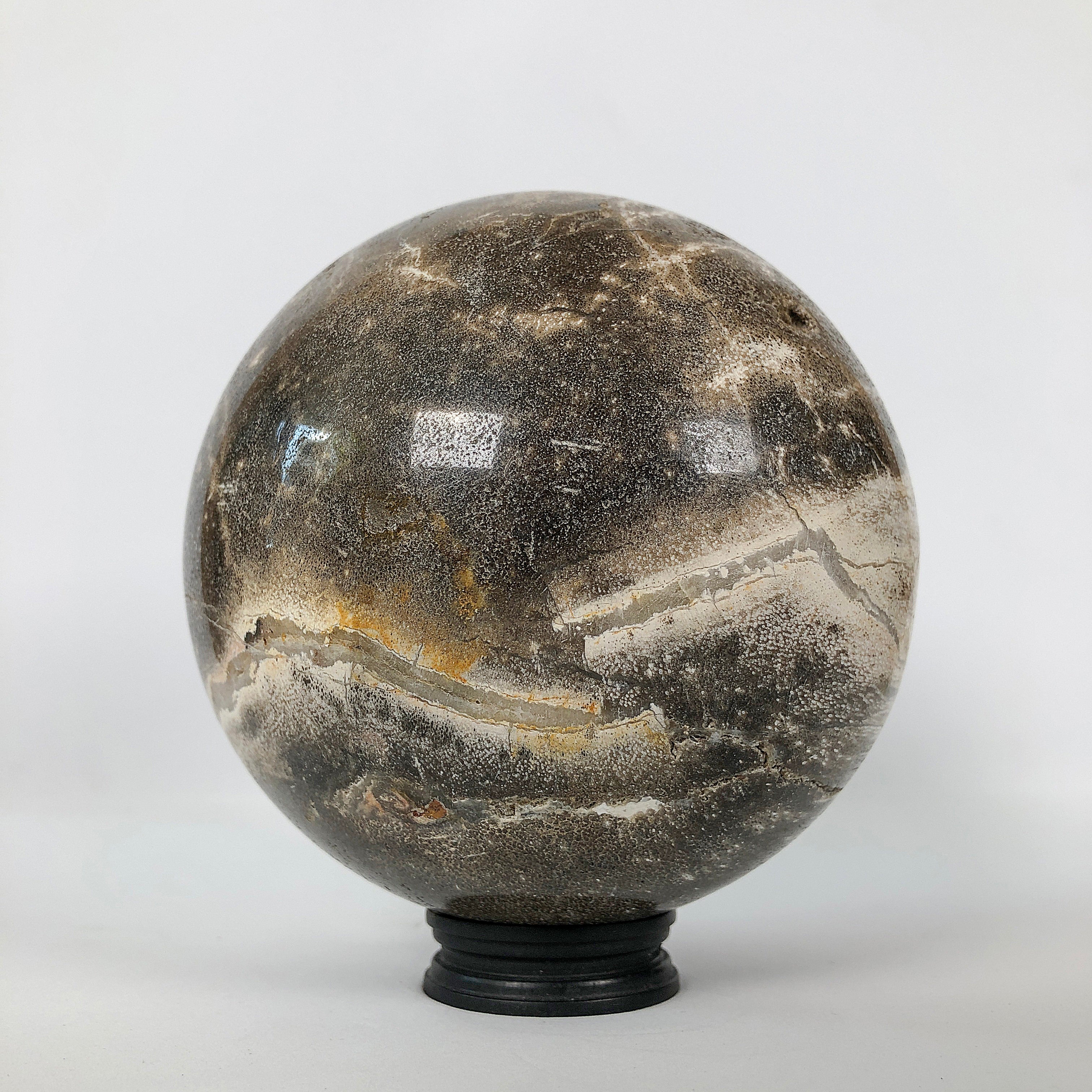 Wonderful Petrified Wood Sphere on a Custom Stand PS 505