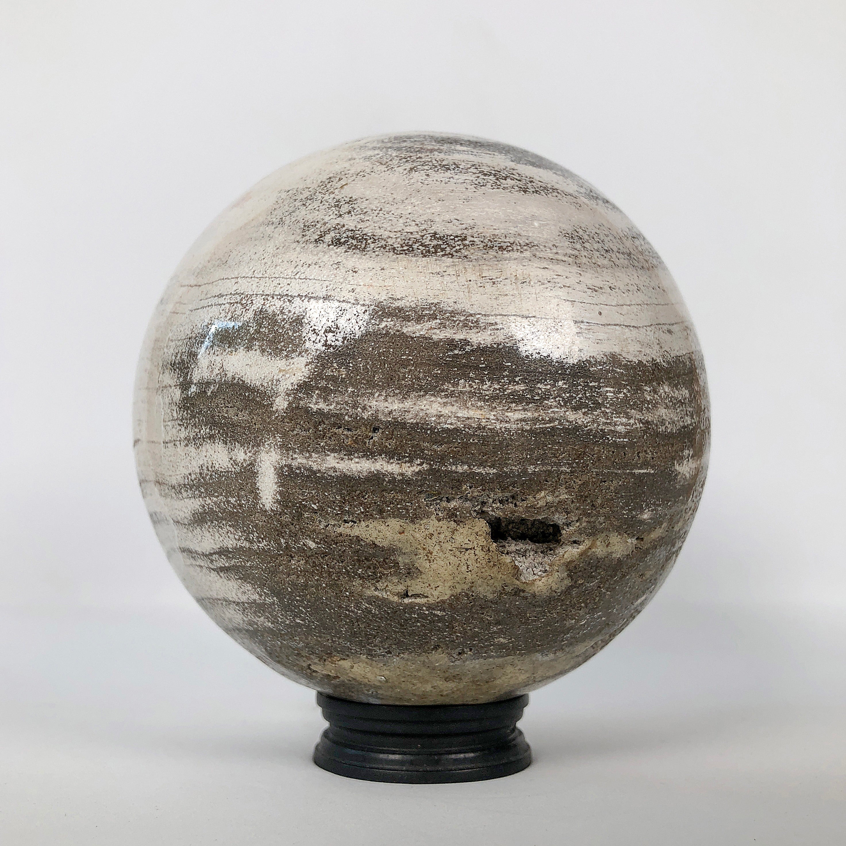 Wonderful Petrified Wood Sphere on a Custom Stand PS 501