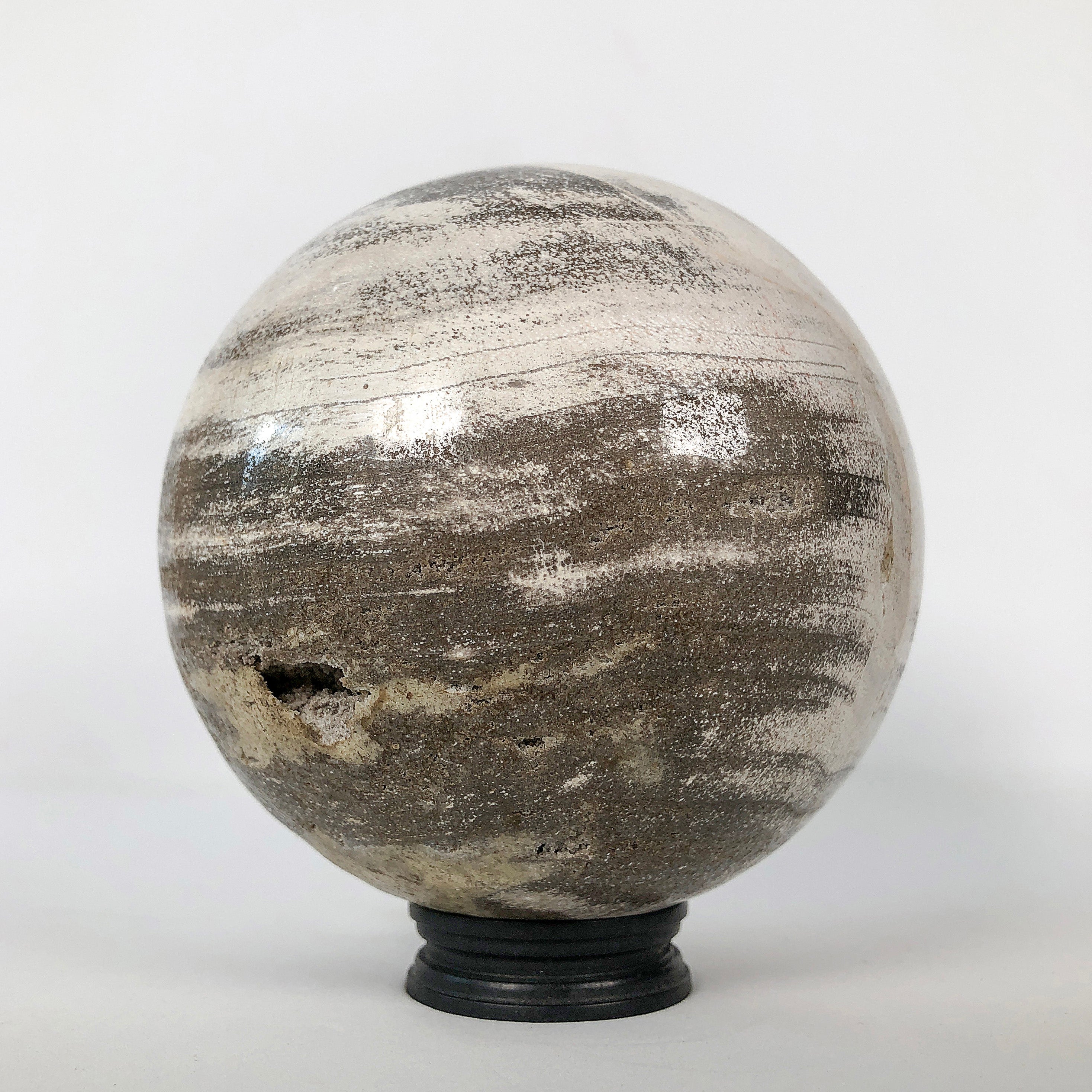 Wonderful Petrified Wood Sphere on a Custom Stand PS 501