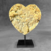 Stunning Heart Shape of Yellow Crystal Rock on a custom stand CH/502