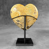 Stunning Heart Shape of Yellow Crystal Rock on a custom stand CH/502