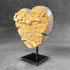 Stunning Heart Shape of Yellow Crystal Rock on a custom stand CH/503