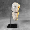 Stunning Heart Shape of Yellow Crystal Rock on a custom stand CH/503