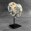 Stunning Heart Shape of Yellow Crystal Rock on a custom stand CH/508