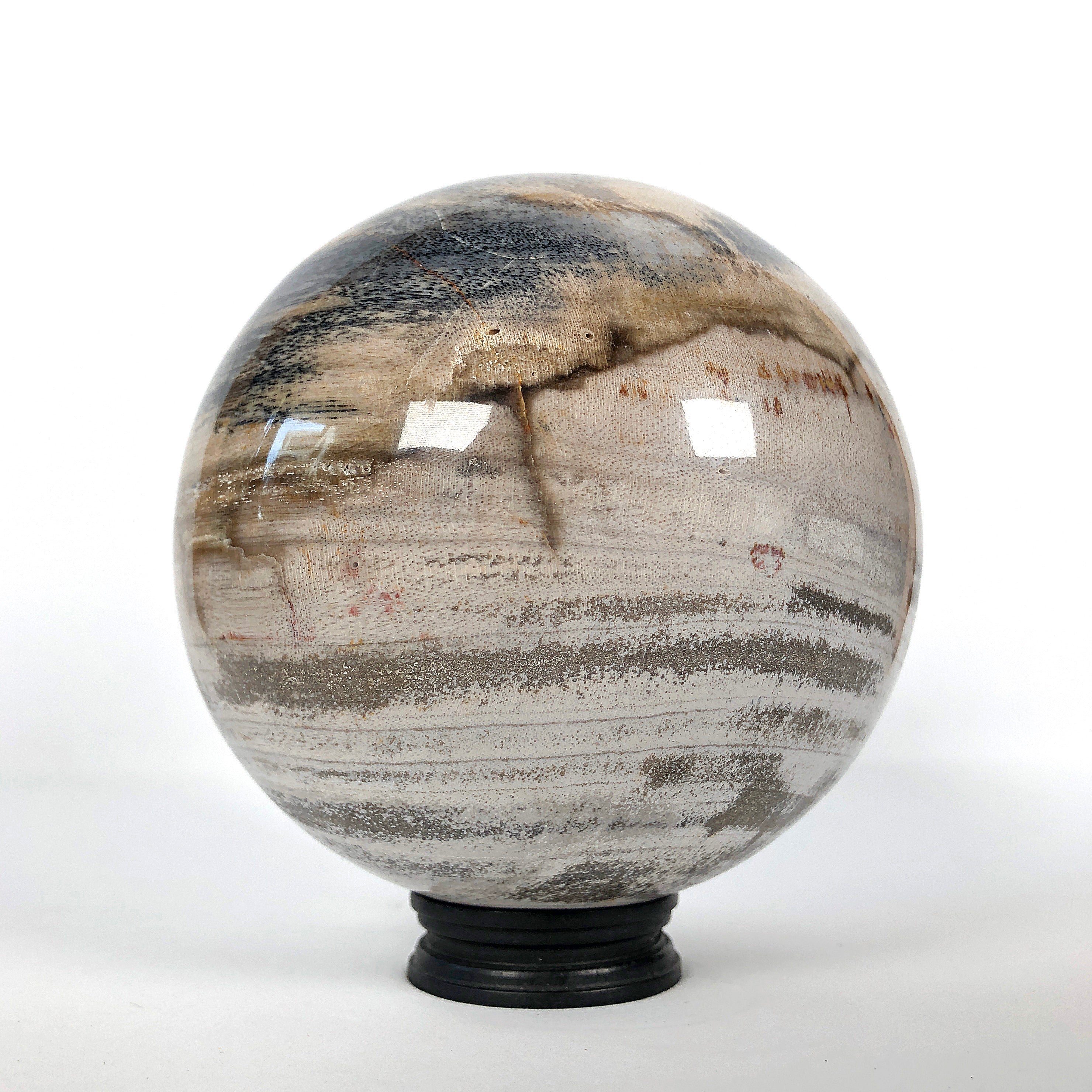 Wonderful Petrified Wood Sphere on a Custom Stand PS 541