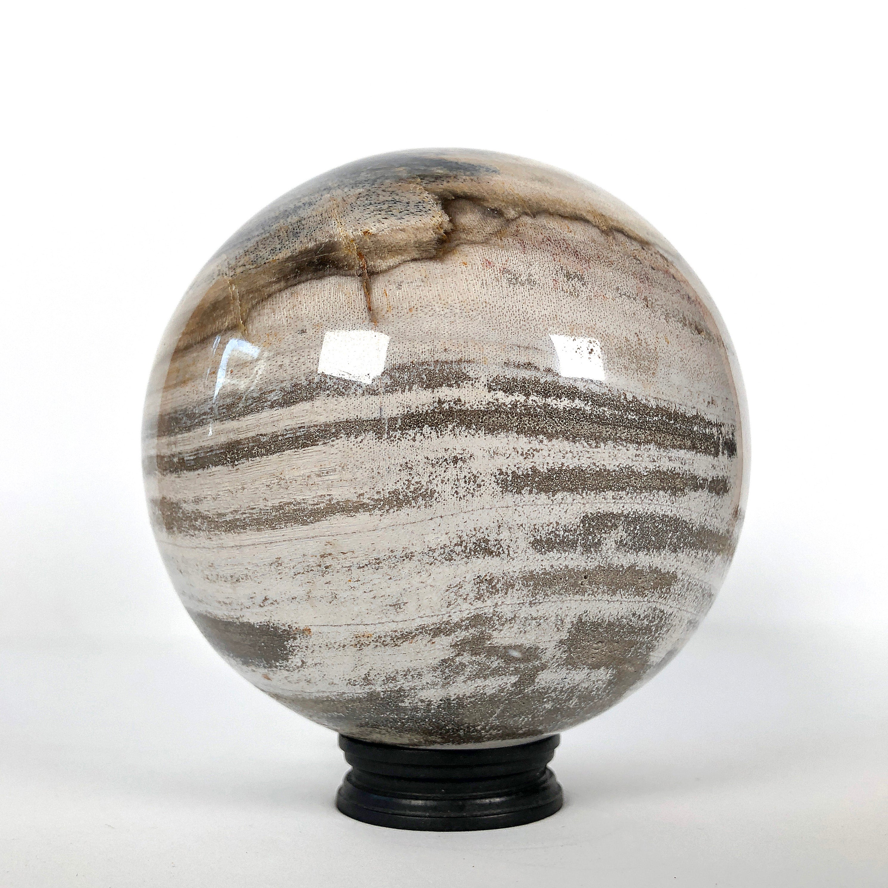 Wonderful Petrified Wood Sphere on a Custom Stand PS 541