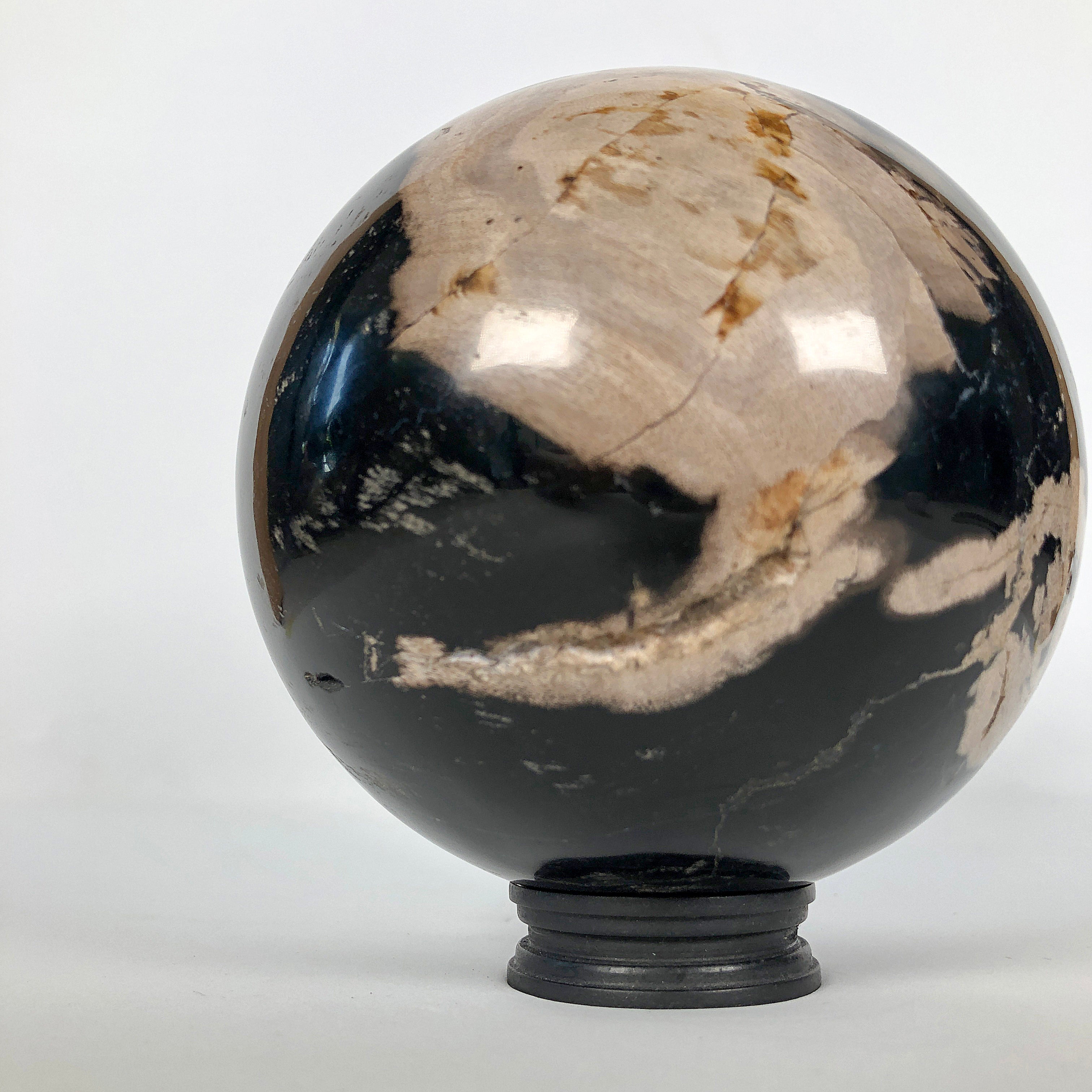 Wonderful Petrified Wood Sphere on a Custom Stand PS 543