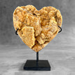 Stunning Heart Shape of Yellow Crystal Rock on a custom stand CH/513