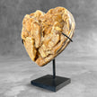 Stunning Heart Shape of Yellow Crystal Rock on a custom stand CH/513