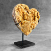 Stunning Heart Shape of Yellow Crystal Rock on a custom stand CH/513