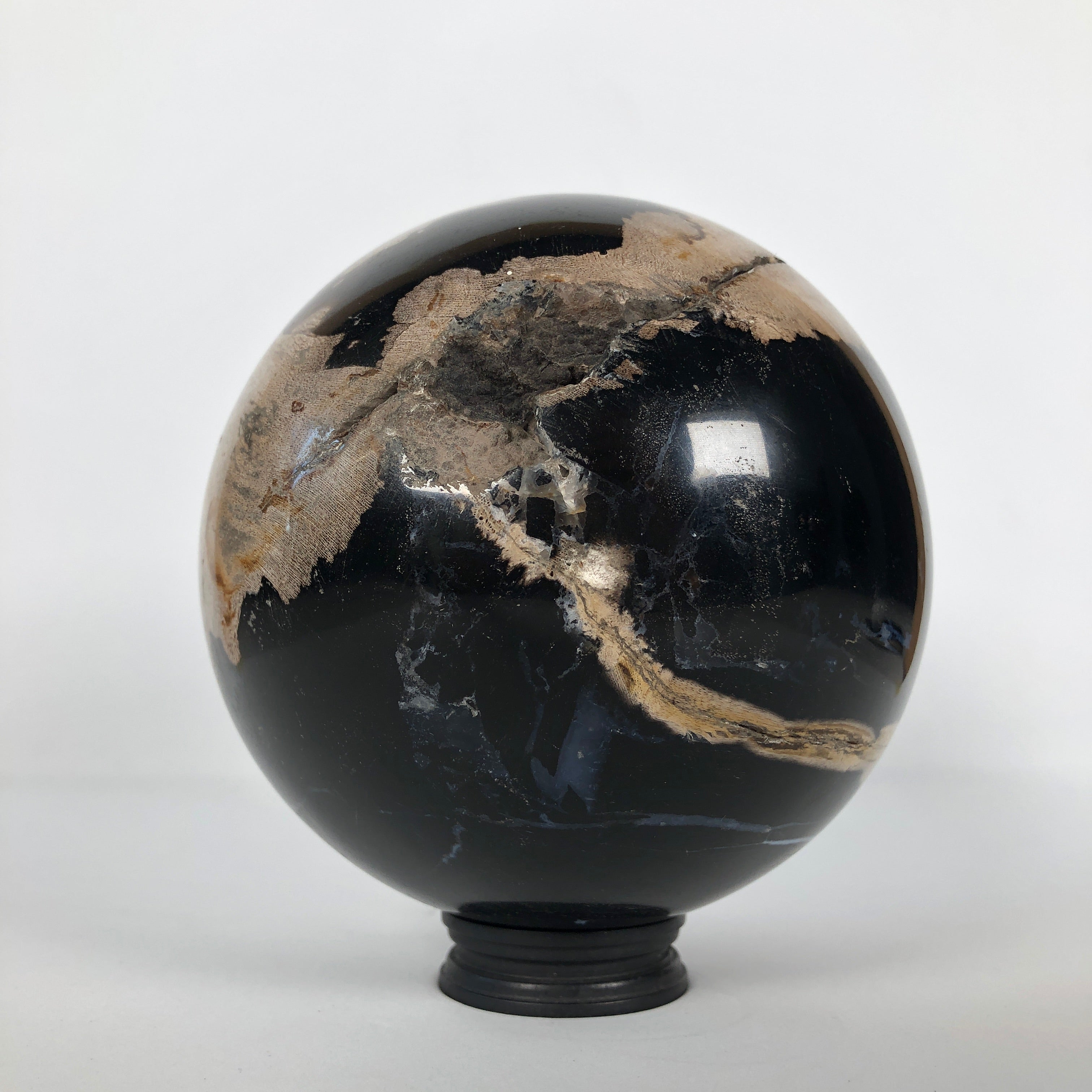 Wonderful Petrified Wood Sphere on a Custom Stand PS 511