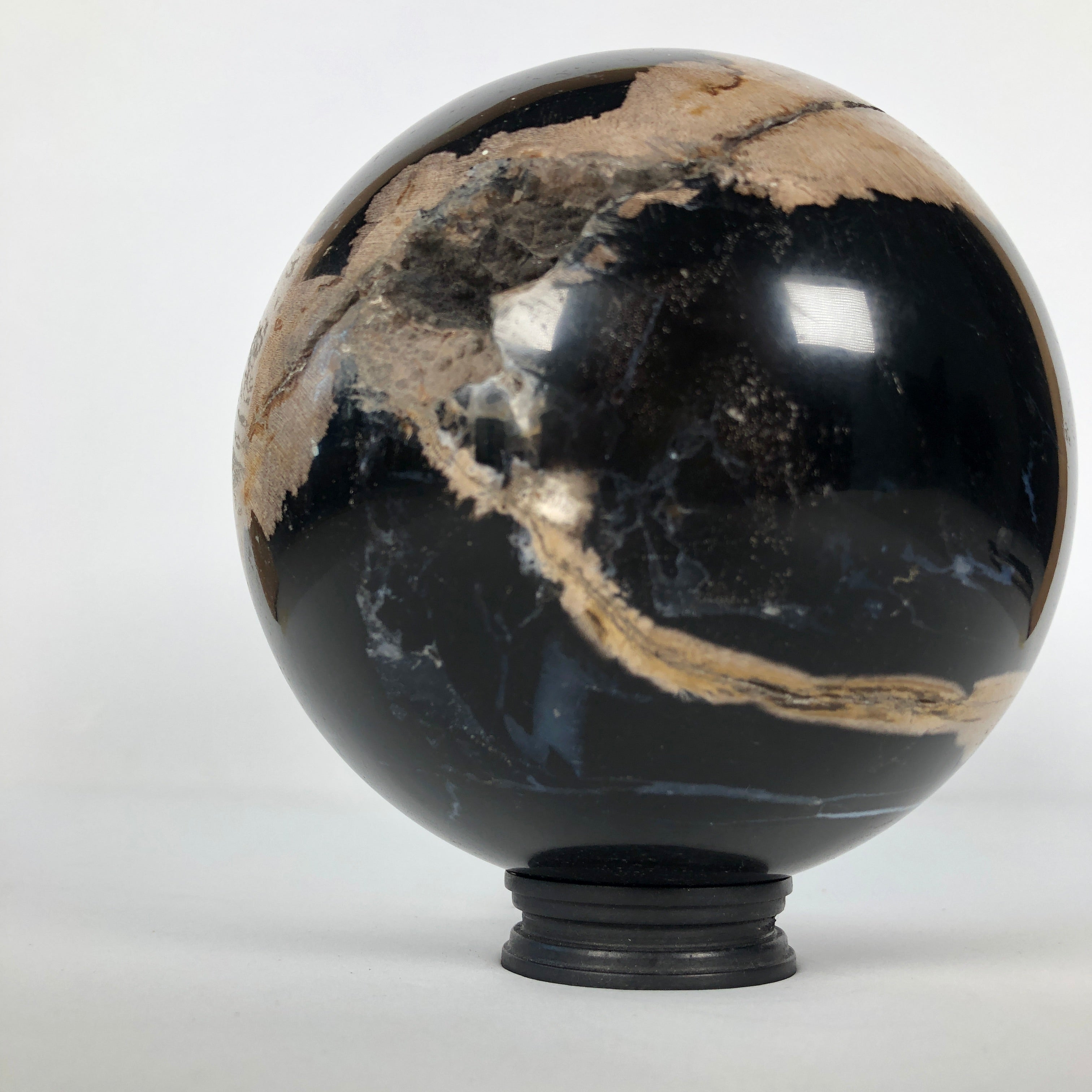 Wonderful Petrified Wood Sphere on a Custom Stand PS 511