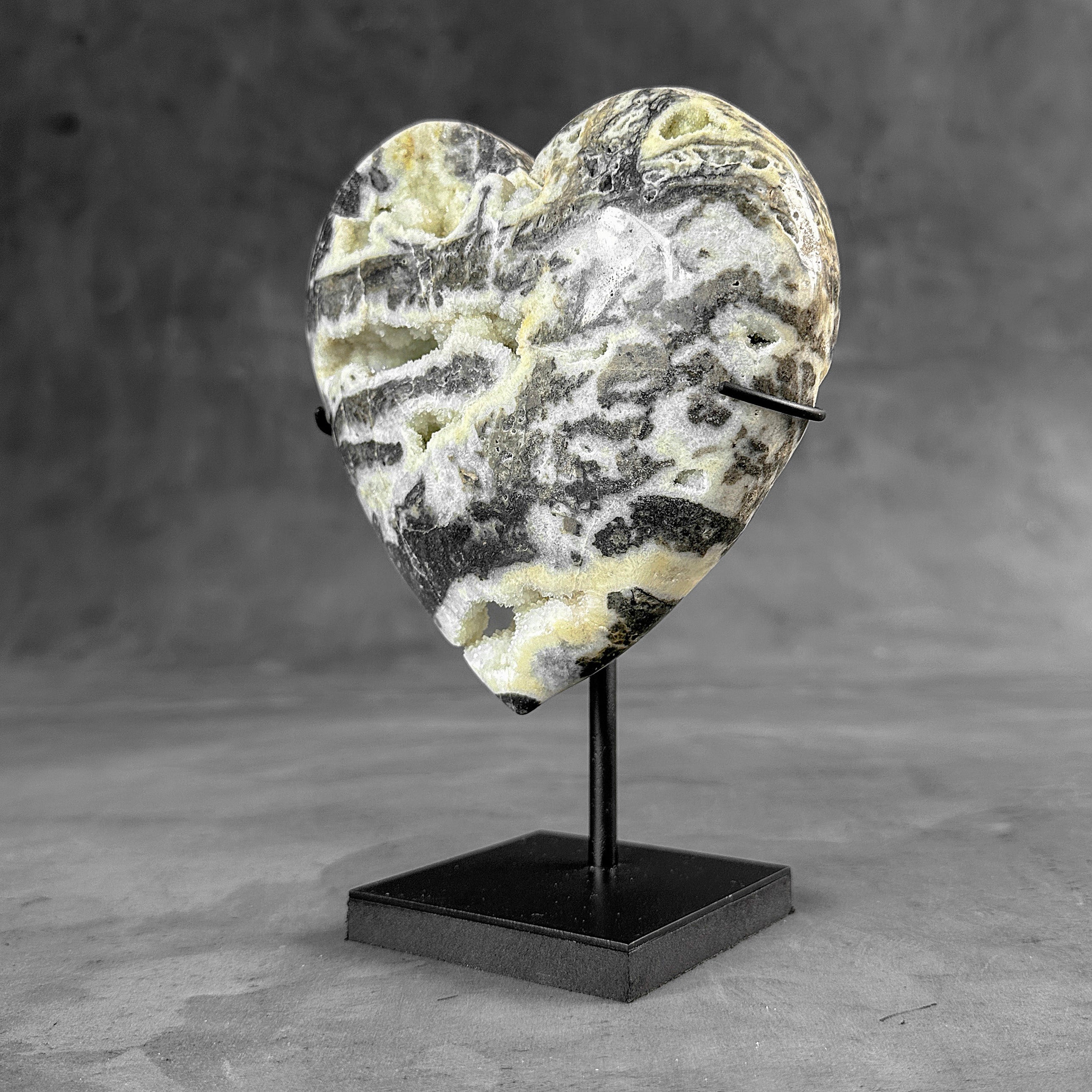 Wonderful Zebra Crystal Heart-Shaped on a custom stand CH/516