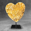 Stunning Heart Shape of Yellow Crystal Rock on a custom stand CH/518