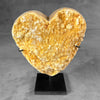 Stunning Heart Shape of Yellow Crystal Rock on a custom stand CH/518