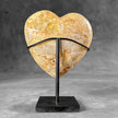 Stunning Heart Shape of Yellow Crystal Rock on a custom stand CH/518