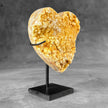 Stunning Heart Shape of Yellow Crystal Rock on a custom stand CH/518