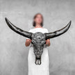 Caved Waterbuffalo Skulls with Skull And Octopus Carving Skull,A/180
