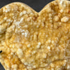 Stunning Heart Shape of Yellow Crystal Rock on a custom stand CH/518