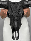 Black Carved Buffalo Skulls with Flower Mandala motif | Skull,A/187