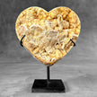 Stunning Heart Shape of Yellow Crystal Rock on a custom stand CH/520