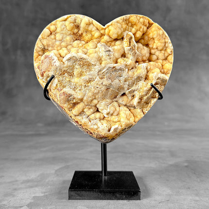 Stunning Heart Shape of Yellow Crystal Rock on a custom stand CH/520