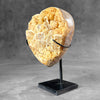 Stunning Heart Shape of Yellow Crystal Rock on a custom stand CH/520