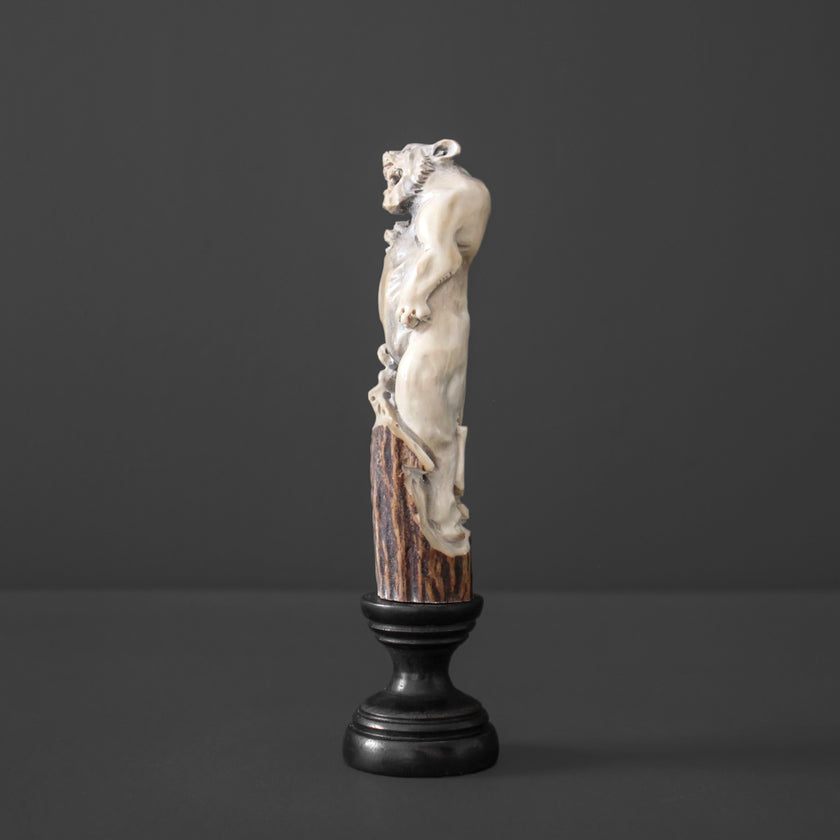 Puma Carving from Deer Antler on a Stand - 7O/118
