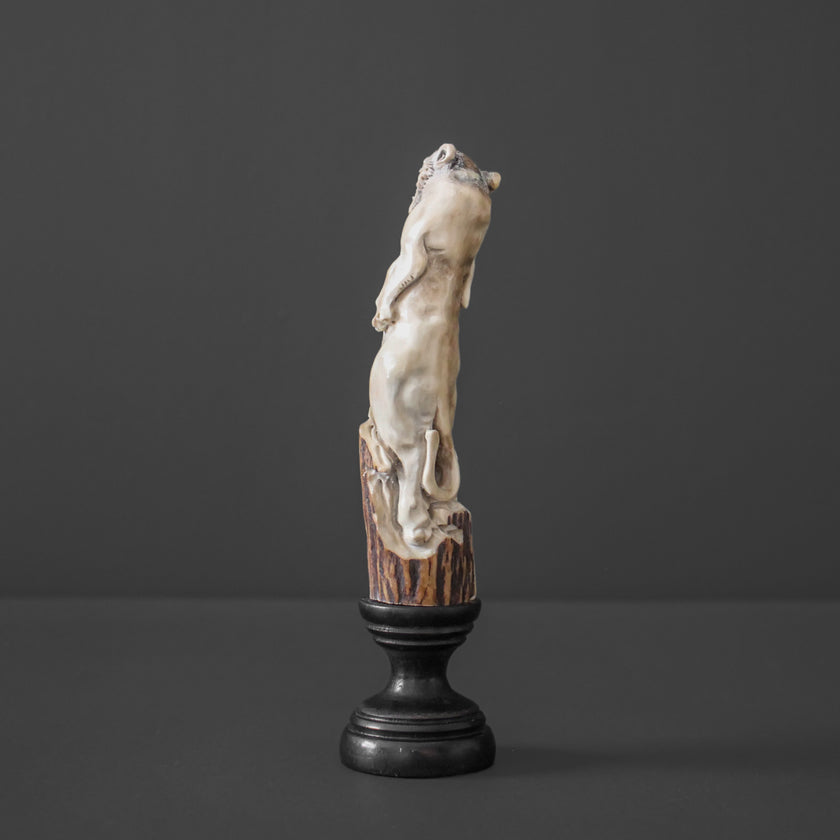 Puma Carving from Deer Antler on a Stand - 7O/118