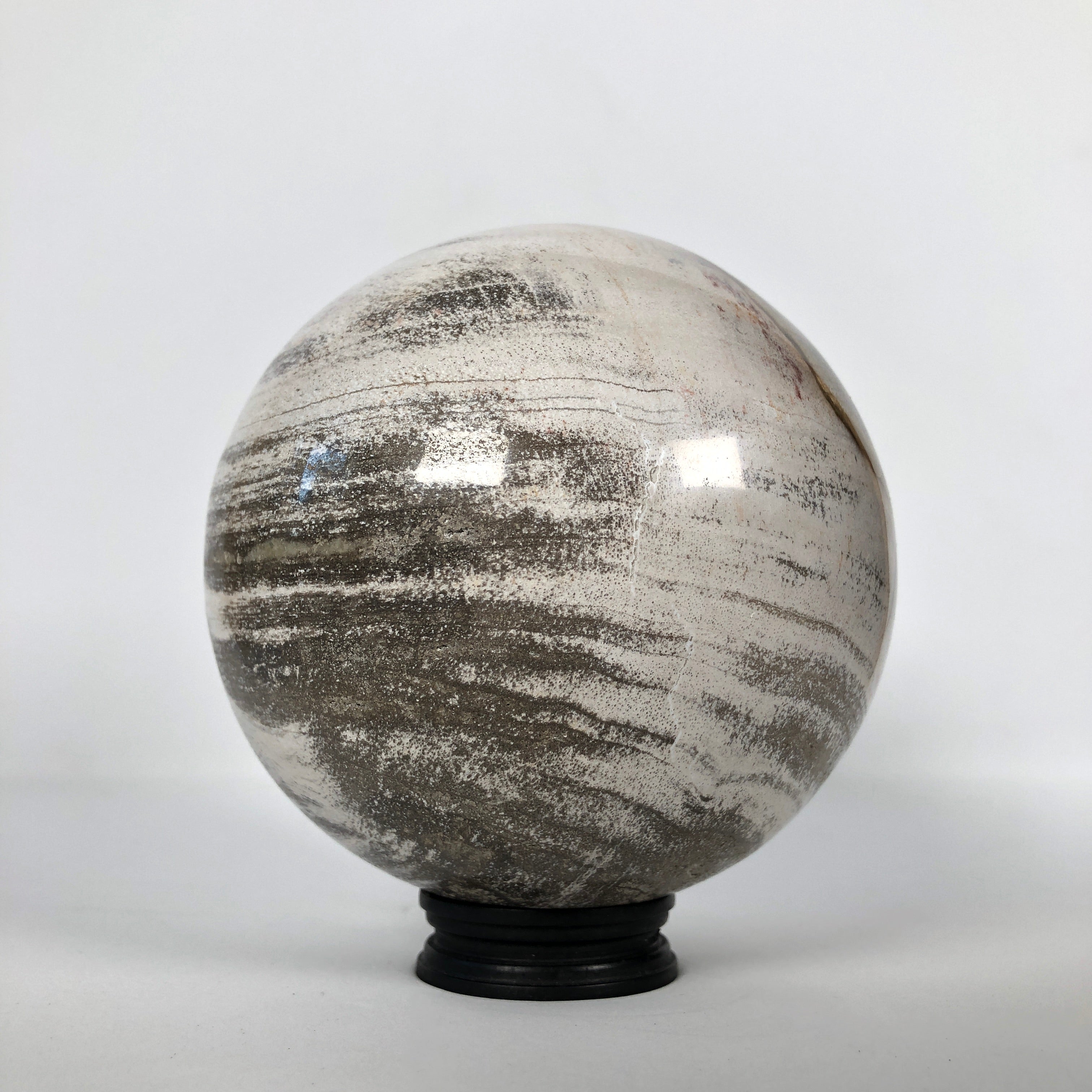 Wonderful Petrified Wood Sphere on a Custom Stand PS 509