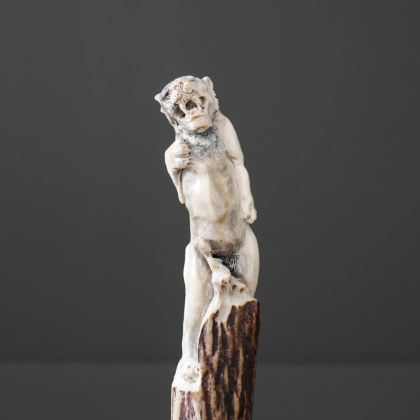 Puma Carving from Deer Antler on a Stand - 7O/118