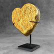 Stunning Heart Shape of Yellow Crystal Rock on a custom stand CH/522