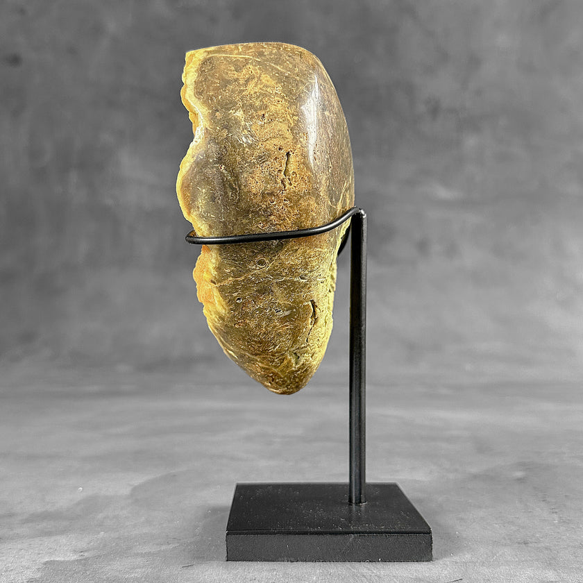 Stunning Heart Shape of Yellow Crystal Rock on a custom stand CH/522