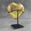 Stunning Heart Shape of Yellow Crystal Rock on a custom stand CH/522