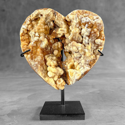 Stunning Heart Shape of Yellow Crystal Rock on a custom stand CH/524