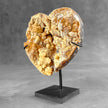 Stunning Heart Shape of Yellow Crystal Rock on a custom stand CH/524