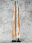 Pair of Natural Tusks on Stand – Rustic Bone Sculpture, Tribal-Inspired Home Accent - Tusk,A/054
