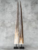 Pair of Natural Tusks on Stand – Rustic Bone Sculpture, Tribal-Inspired Home Accent - Tusk,A/054