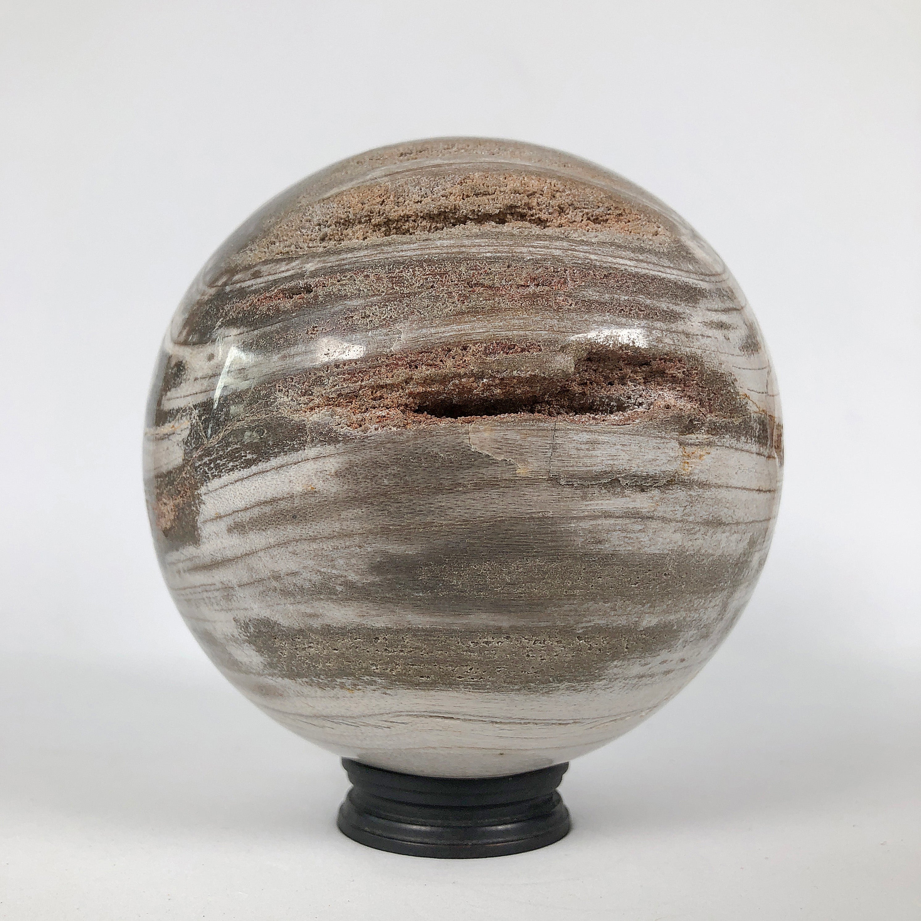 Wonderful Petrified Wood Sphere on a Custom Stand PS 530