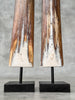 Pair of Natural Tusks on Stand – Rustic Bone Sculpture, Tribal-Inspired Decor, Earthy Accent - Tusk,A/052