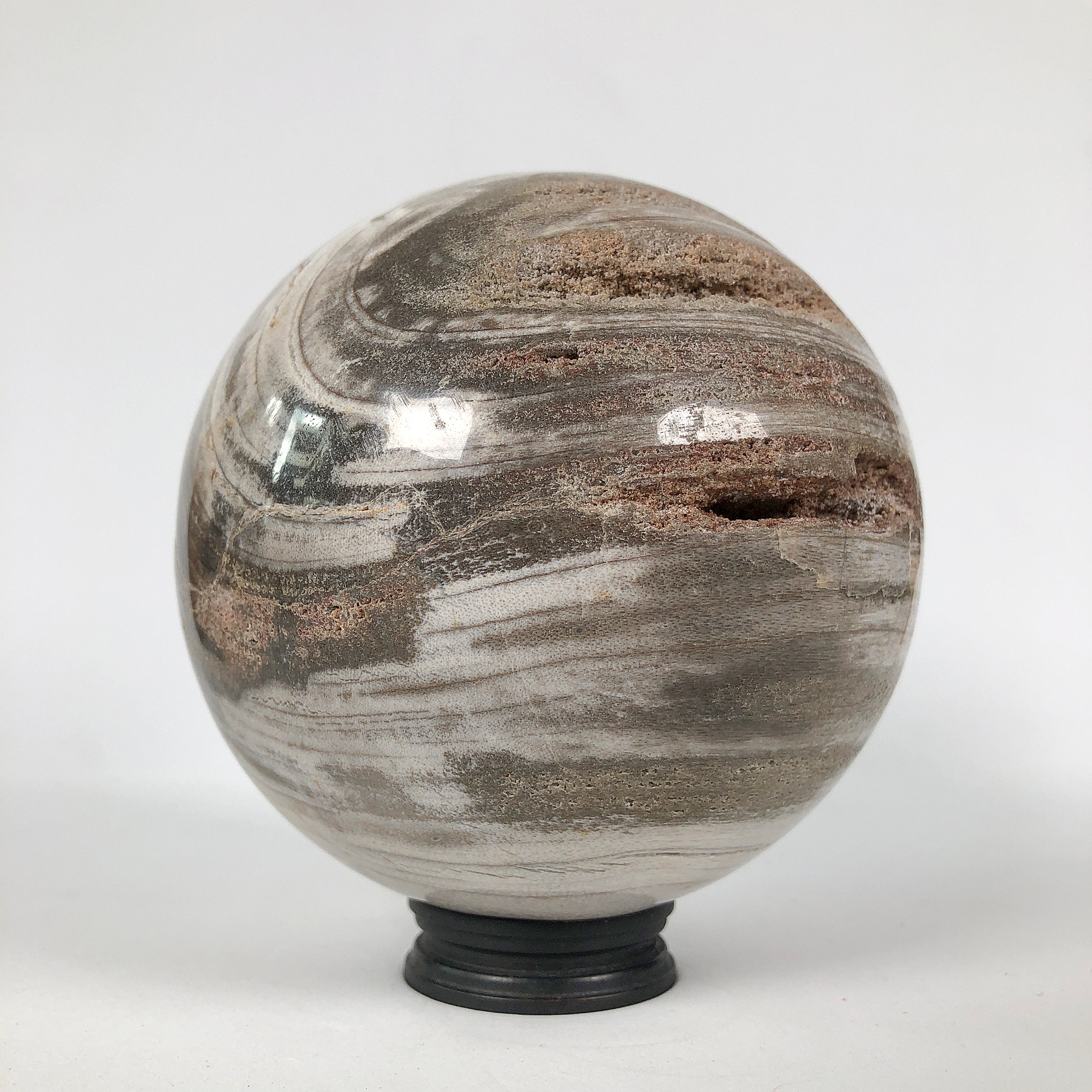 Wonderful Petrified Wood Sphere on a Custom Stand PS 530