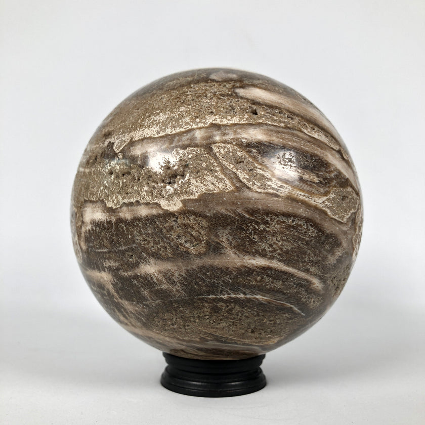 Wonderful Petrified Wood Sphere on a Custom Stand PS 526