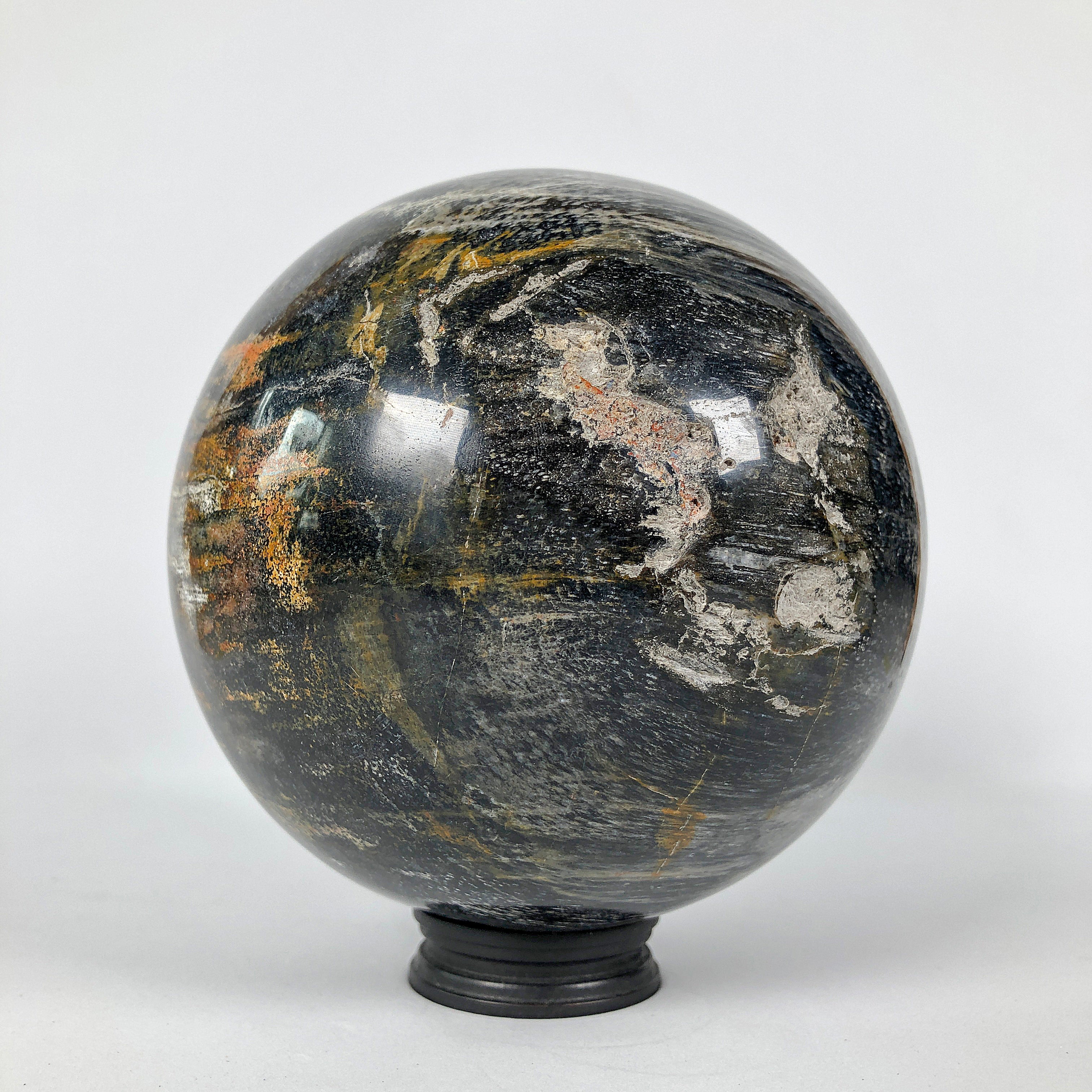 Wonderful Petrified Wood Sphere on a Custom Stand PS 529