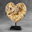 Stunning Heart Shape of Yellow Crystal Rock on a custom stand CH/530